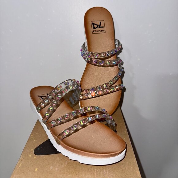 NWT Dirty Laundry Coral Reef Slide Sandals – Clear/Iridescent (Size 7) - Picture 1 of 2